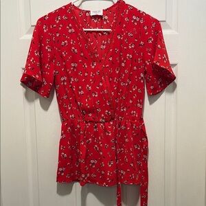 Sienna Sky Red Floral Wrap Blouse